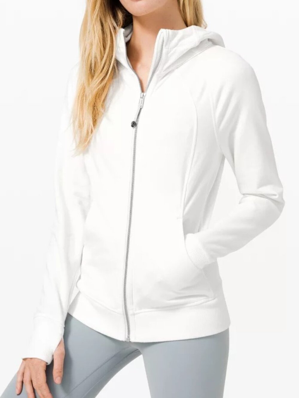 Excellent Condition White Lululemon Athletica Scuba Jacket Hoodie Fleece Sz 4 - Picture 8 of 14